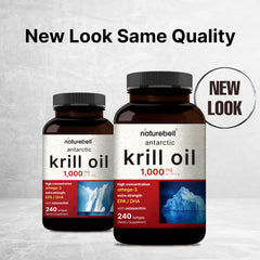 NatureBell Antarctic Krill Oil label highlighting EPA and DHA content