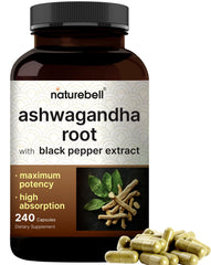 NatureBell Ashwagandha bottle front for daily wellness support.