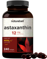 NatureBell Astaxanthin 12mg bottle front showing antioxidant support