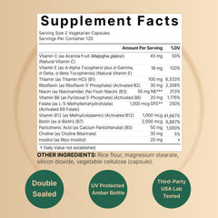 NatureBell B Complex bottle highlights methylated vitamins for energy support.