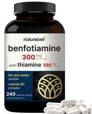 NatureBell Benfotiamine bottle-front with clear labeling for easy daily B1 support.