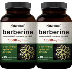 NatureBell Berberine bottle front shows the product name and clean label for daily wellness.