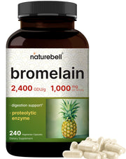 NatureBell Bromelain bottle on table showing convenient daily enzyme support