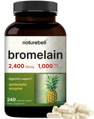 NatureBell Bromelain bottle on table showing convenient daily enzyme support