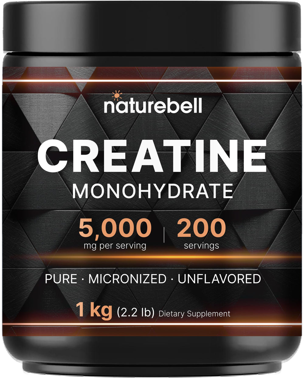 NatureBell Creatine Monohydrate Powder container; 2.2 lb bulk for lasting workouts