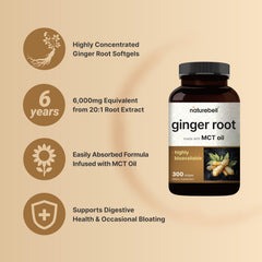 NatureBell ginger root ingredients label reveals non-GMO and gluten-free formula.