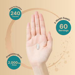 Close-up of NatureBell 240-capsule bottle for daily use.