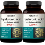 NatureBell hyaluronic acid bottle promotes daily skin hydration.