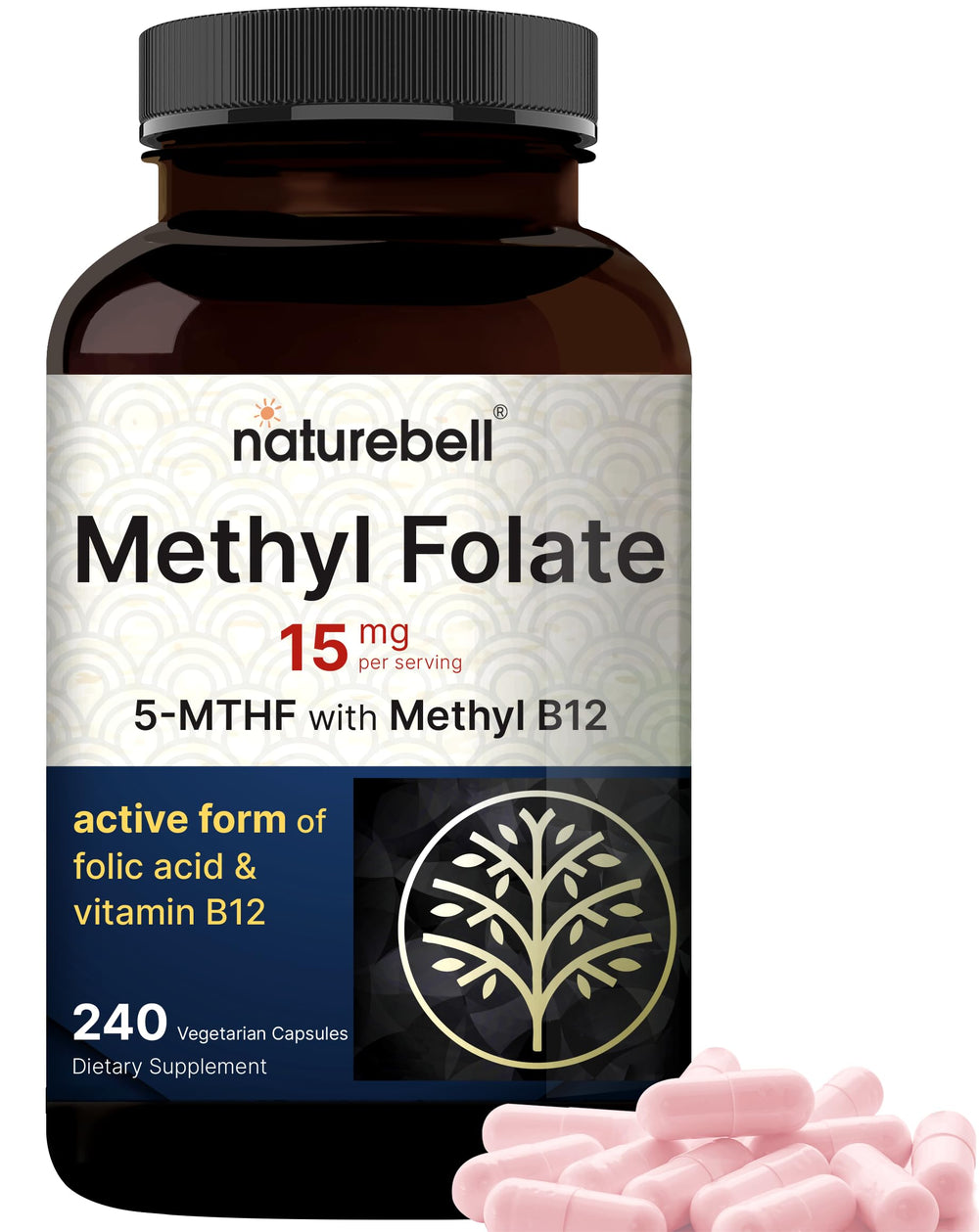 NatureBell L Methylfolate bottle front for daily energy support.
