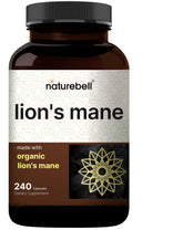 NatureBell Lions Mane bottle front view highlighting cognitive support capsules.