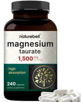 NatureBell Magnesium Taurate 1500mg bottle front shows gentle daily support.