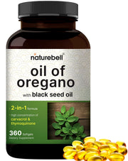 NatureBell oregano oil and black seed oil softgel bottle for daily use