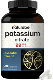 NatureBell potassium citrate bottle front shows a reliable daily electrolyte companion.