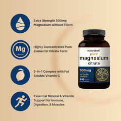 NatureBell Magnesium Citrate bottle sleeve label, non-GMO and gluten-free choice