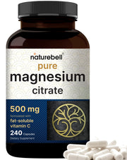 NatureBell magnesium citrate capsules in bottle, easy daily supplement for energy support