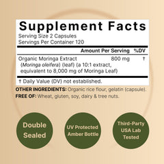 NatureBell Pure Moringa two-pack bottles; convenient 8-month supply for ongoing vitality.