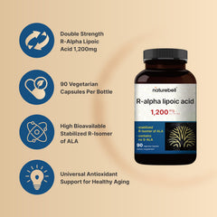 NatureBell R-ALA label view emphasizes no S-ALA and third-party testing