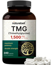 NatureBell TMG 1500mg bottle with label, highlighting potency for methyl donation support