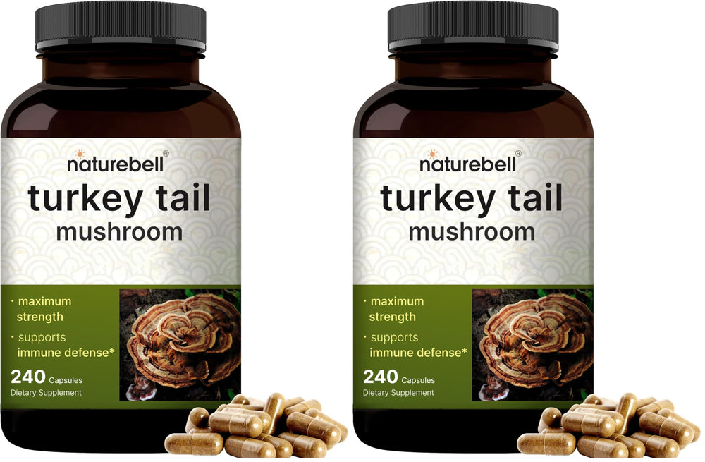 NatureBell Turkey Tail capsules bottle for convenient daily immune support.