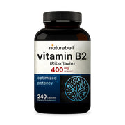NatureBell Vitamin B2 Riboflavin bottle front view supports daily energy and skin health