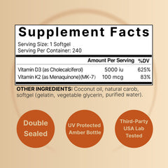 NatureBell D3K2 softgels pour from bottle for daily intake routine
