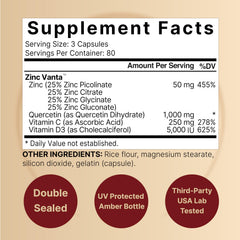 Close-up of NatureBell Zinc Quercetin capsules ready to swallow.