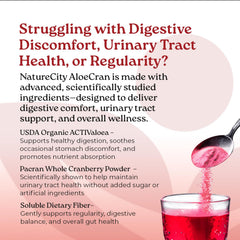 Container of cranberry powder with cranberries indicating urinary tract support potential