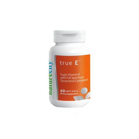 NatureCity True-E bottle front highlighting full spectrum tocotrienols for daily wellness