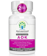NatureGenX ADK bottle front showing high potency vitamins for bone support.