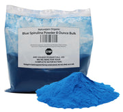 Naturejam Blue Spirulina powder in bottle pour adds vibrant color for smoothies.