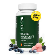 NaturElan Creatine Monohydrate Gummies berry flavor close-up; tasty, sugar-free option for workouts.