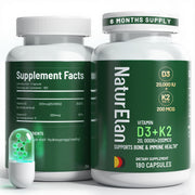 NaturElan Vitamin D3 K2 bottle highlighting high-dose formula for bone and immune support