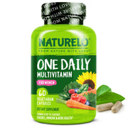 NATURELO One Daily Multivitamin para mujeres, botella con cápsulas para energía diaria.
