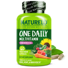 NATURELO One Daily Multivitamin for Women 50+ bottle with full spectrum nutrients for daily wellness