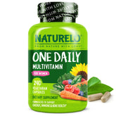 NATURELO One Daily Multivitamin for Women bottle shows plant-based energy support