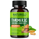 Naturelo Turmeric Curcumin bottle pour for easy daily dosing and absorption.