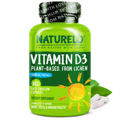 Naturelo Vitamin D3 2500 IU bottle front view may support daily wellness