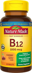 Nature Made B12 1000mcg cherry lozenges front view for quick daily use