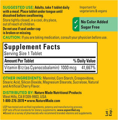 Nature Made B12 1000mcg label detail on cherry flavor