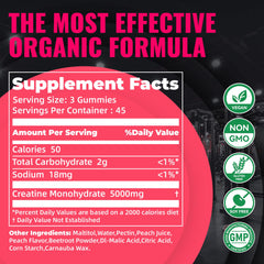 Natures Aid Creatine Gummy serving three gummies, easy daily dose.