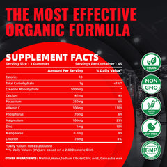 Natures Aid Creatine Gummy ingredient list and vegan formula close-up.