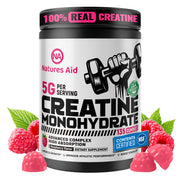 Natures Aid Creatine Gummy Raspberry bottle showing convenient daily energy support