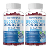 Natures Aid glucosamine chondroitin gummies in a jar for joint comfort.