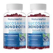 Natures Aid glucosamine chondroitin gummies in a jar for joint comfort.