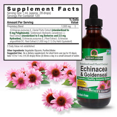 Close-up of Nature's Answer Echinacea and Goldenseal pour with smooth liquid