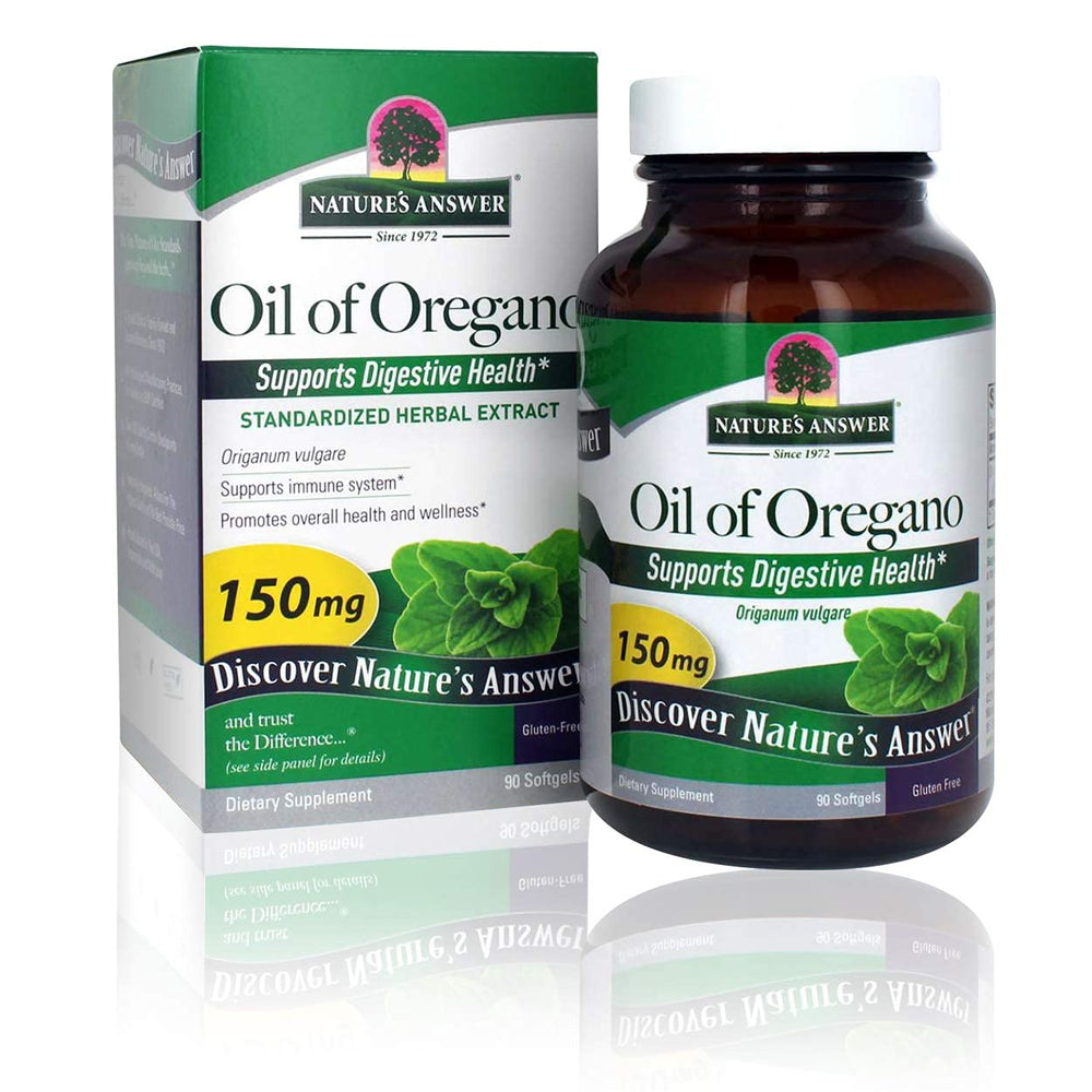 Nature's Answer Oil of Oregano Softgels packaging highlights purity and immune-support potential.