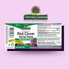 Pourable dropper bottle of Nature's Answer red clover extract for easy daily use