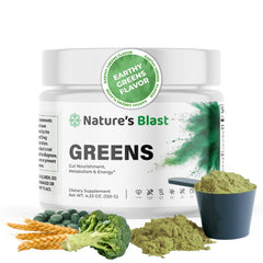 NATURES BLAST Greens powder bottle for daily energy and wellness