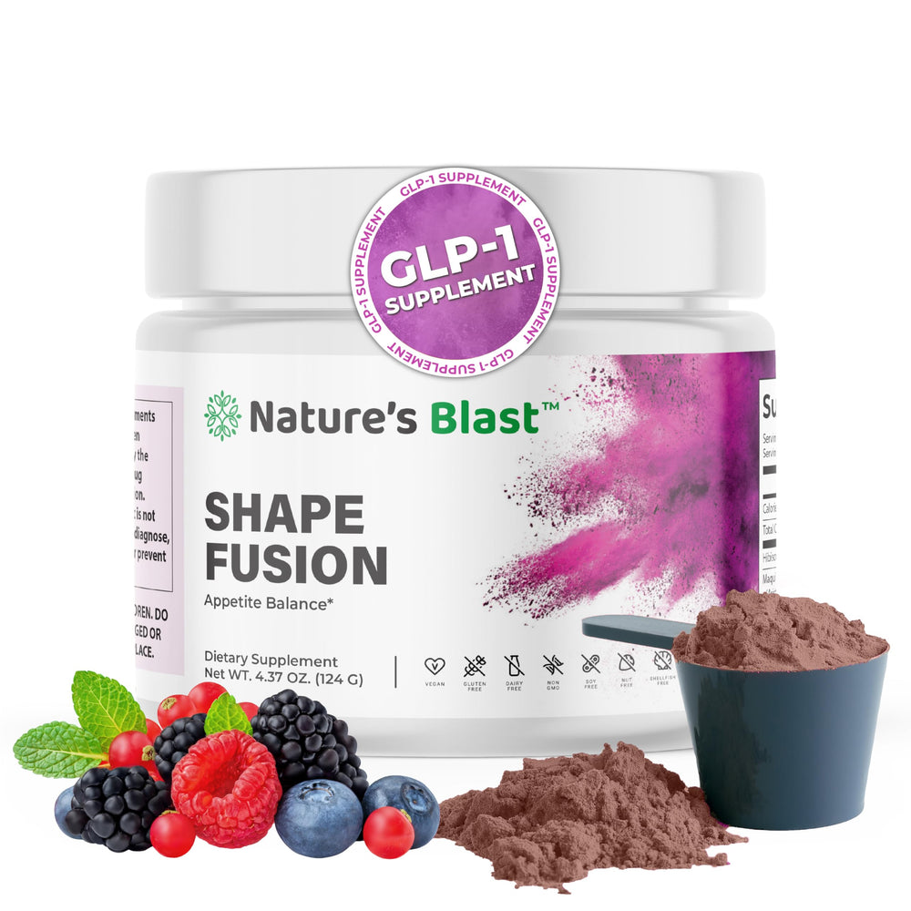 NATURES BLAST Shape Fusion bottle label showcases GLP-1 inspired wellness support
