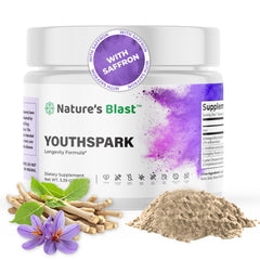 NATURES BLAST YouthSpark ashwagandha bottle supports daily energy and cellular health